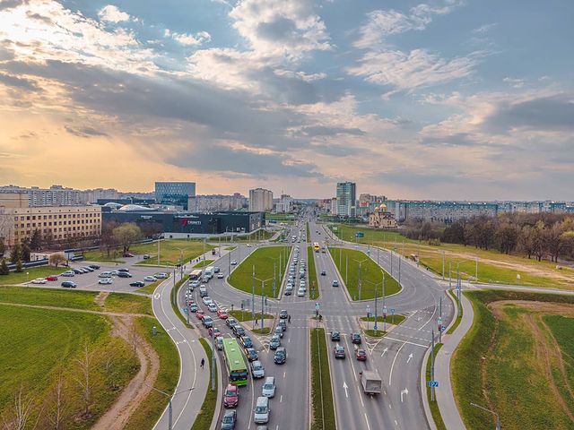 Проспект Я Купалы в Гродно - вид с квадрокоптера