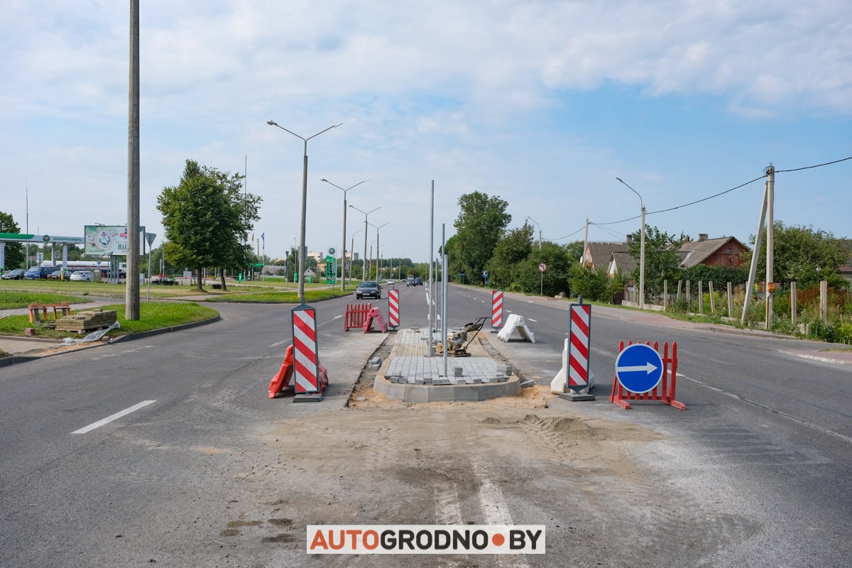 Островок безопасности на улице Мясницкой в Гродно