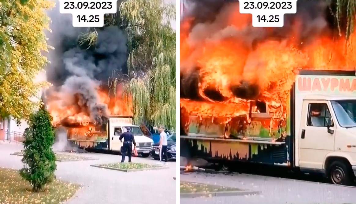 в Островце сгорел известный фудтрак