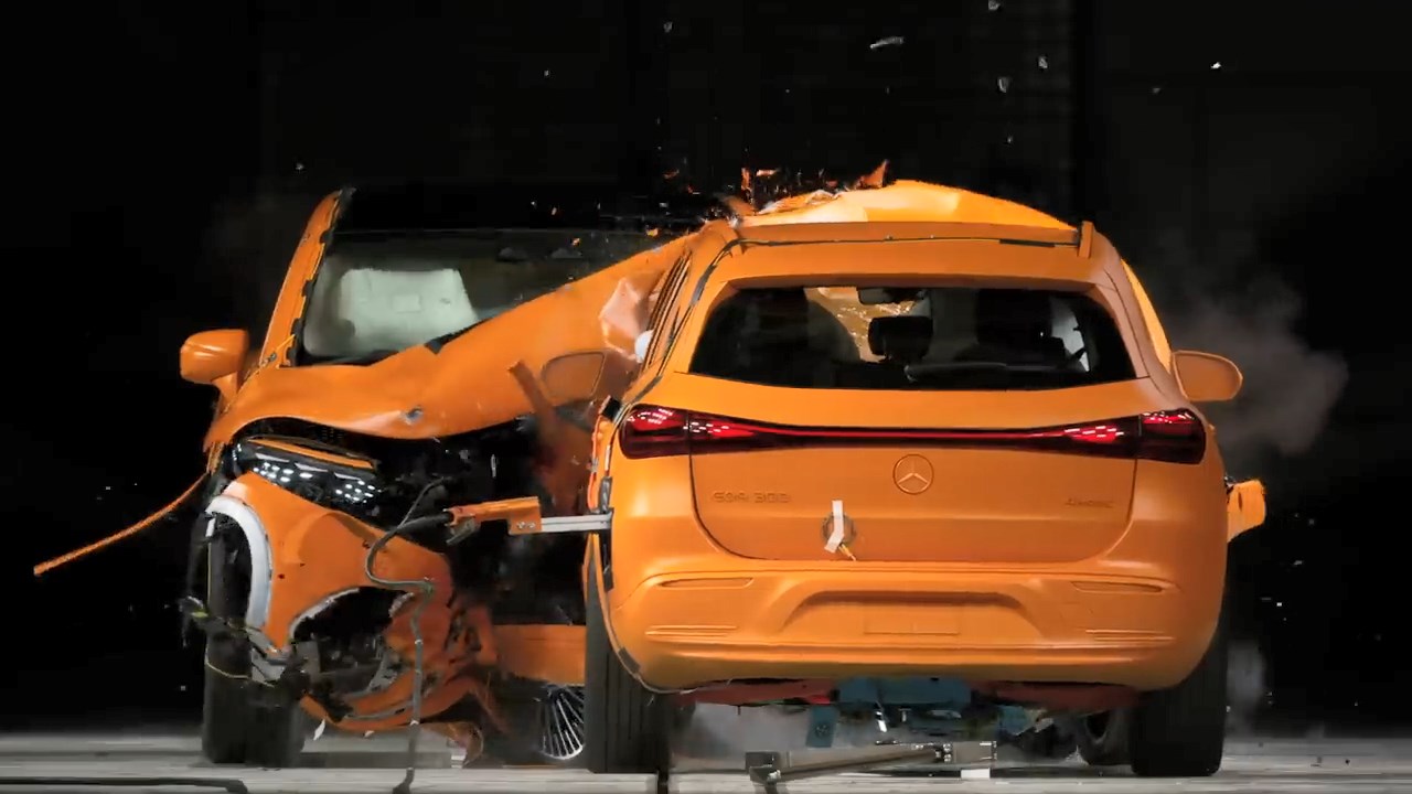 The worlds first public two car electric crash test by Mercedes Benz