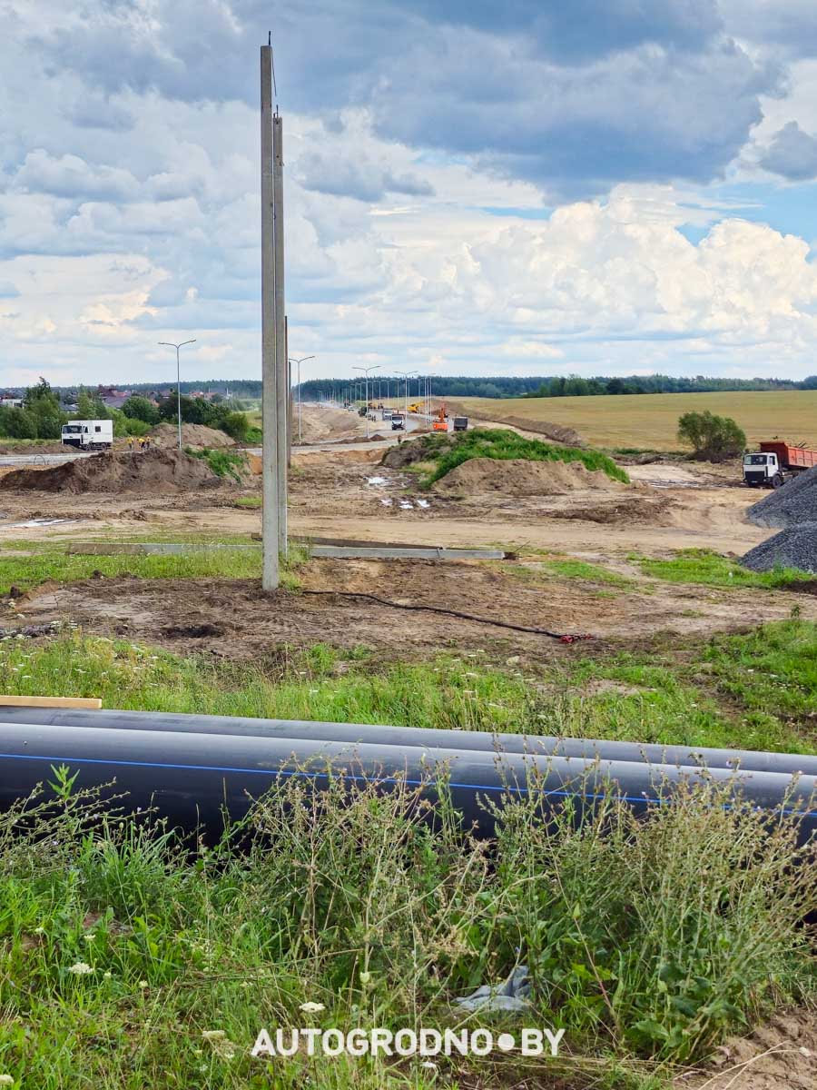 Строительство объездной дороги в Гродно в сторону Ольшанки - бетонка