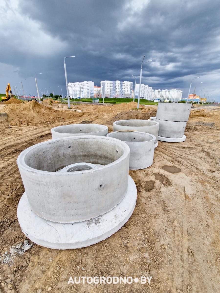 Строительство объездной дороги в Гродно в сторону Ольшанки - бетонка