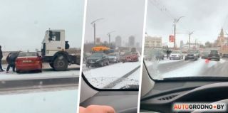 Утро в Гродно, которого никто не ожидал: снег, ДТП и пробки