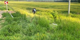 58-летний мотоциклист оказался в кювете. В ГАИ говорят, что права управления двухколёсным транспортом у него не было